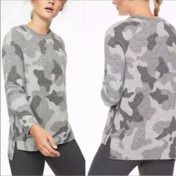Athleta grey Undercover Camo sweater alpaca merino blend SZ M. G25 - Picture 1 of 9